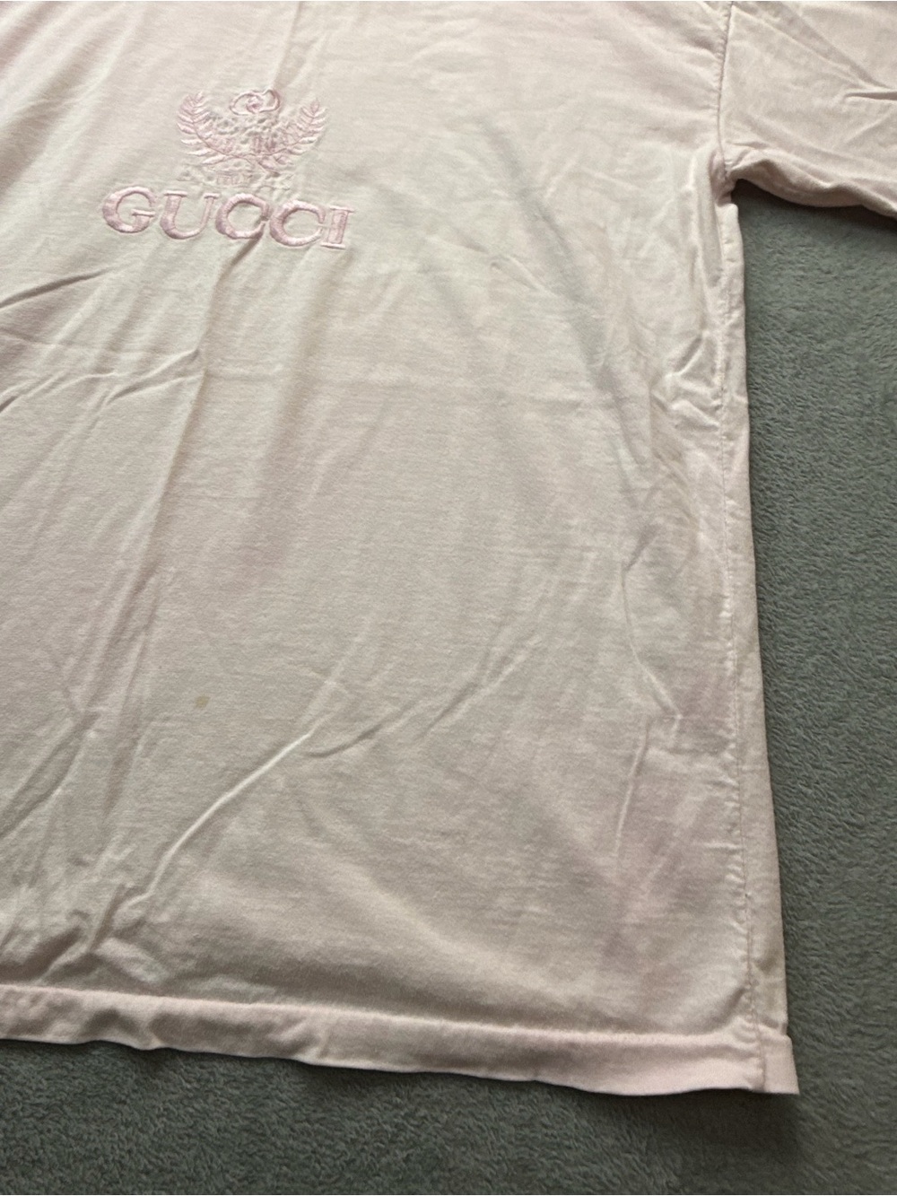 Gucci Light Pink Embroidered Logo Ringer Tee - Picture 5 of 13